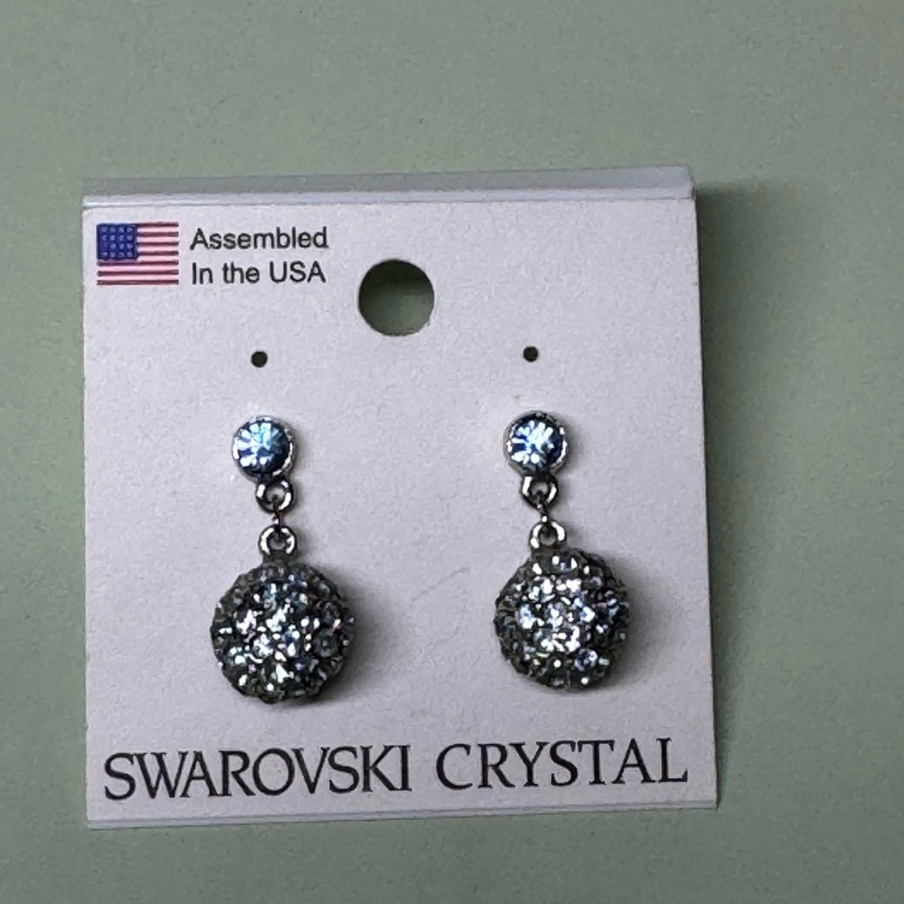 SWAROVSKI CRYSTAL Silver & Blue Earrings NWT